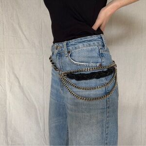 Chain Embellished Denim Jeans